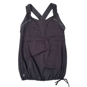 Athleta Black Horizon Shelf Bra Cinch Waist Tank‎ Top Size Small